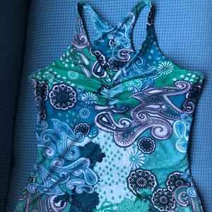Prana  Racerback Tank Paisley Blue Green White Active Size L